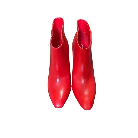 Calvin Klein High Heeled Leather Red Ankle Boots Size 6.5 - Picture 2 of 12